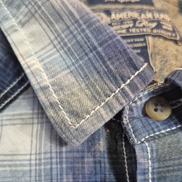 American Rag Men's XXL Long Sleeve Button Down Plaid Shirt - Blue and White - Picture 12 of 15